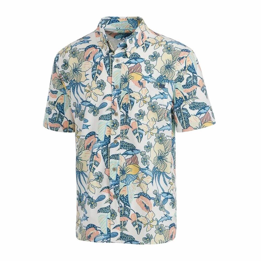 NEW AVID men's palapa shirt in islamorada white
